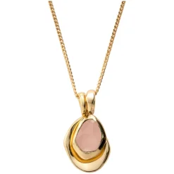 Discount Rose Quartz Pebble Charms Necklace Women Necklaces