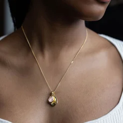 Discount Rose Quartz Pebble Charms Necklace Women Necklaces