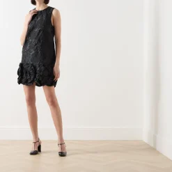 Sale Rosette Floral Jacquard Mini Dress Women Dresses