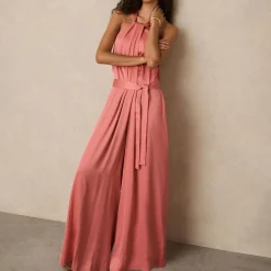 New Rosin Draped Wide Leg Jumpsuit Women Jumpsuits
