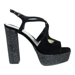 Discount Royalty Suede Glitter Block Heels Women Heels
