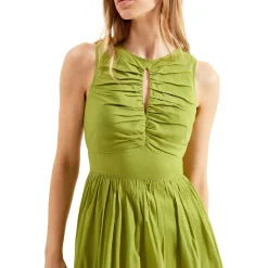 New Ruched Keyhole Dress Women Dresses
