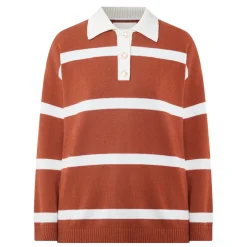 Best Rugby Striped Polo Sweater Women Sweaters & Cardigans