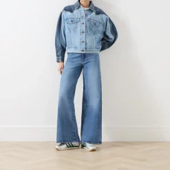 Outlet 90s Western Two-Tone Denim Jacket Women Coats & Jackets