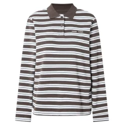 Hot Sadover Striped Polo Shirt Women Tops