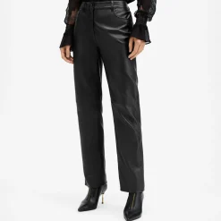 Outlet Saige Leather Straight-Leg Trousers Women Trousers & Shorts