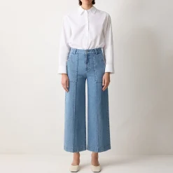 New Sailor Cropped Wide Leg Jeans Women Denim