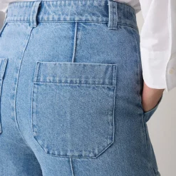 New Sailor Cropped Wide Leg Jeans Women Denim