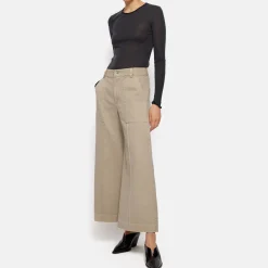 New Sailor Wide-Leg Cropped Denim Trousers Women Denim