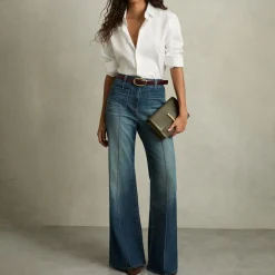 Online Sakura High-Rise Patch Pocket Flared Jeans Women Denim