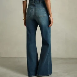 Online Sakura High-Rise Patch Pocket Flared Jeans Women Denim