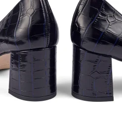 Sally Croc-Effect Leather Block Heels Women Heels