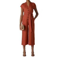 Sale Sana Linen Button Jumpsuit Women Jumpsuits