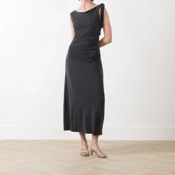 Clearance Sasus Shoulder-Tie Draped Dress Women Dresses