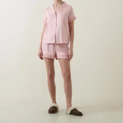 Online Satin Lace Top & Shorts Pyjama Set Women Sleepwear
