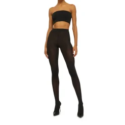 Satin Opaque Tights Black Women Hosiery
