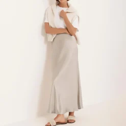 Satin Slip Flared Skirt Women Skirts