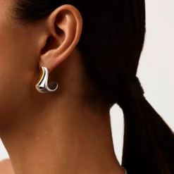 Hot Sculptural Molten Medium Hoop Earrings Women Earrings