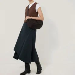 Outlet Seam Detail Flared Skirt Women Skirts