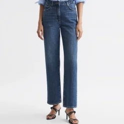 Hot Selin Mid-Rise Straight Leg Cropped Jeans Women Denim