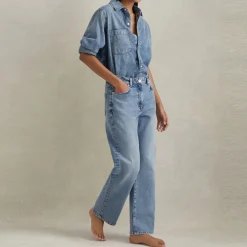 New Selin Mid-Rise Straight-Leg Jeans Women Denim