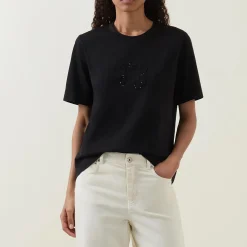 Discount Sequin Logo T-Shirt Women Tops