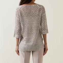 Sequin Open-Knit Sweater Women Sweaters & Cardigans