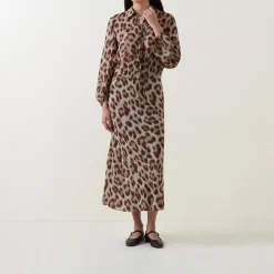 Outlet Sheer Cheetah Print Blouse Women Tops