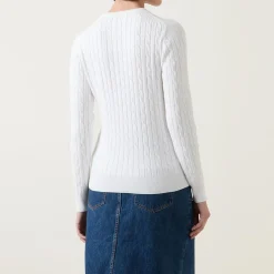 Hot Shield Logo Cable Knit Sweater Women Sweaters & Cardigans