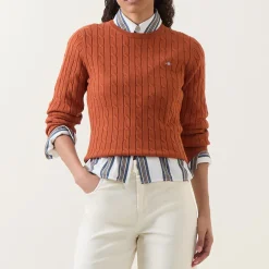 Best Shield Logo Cable Knit Sweater Women Coats & Jackets