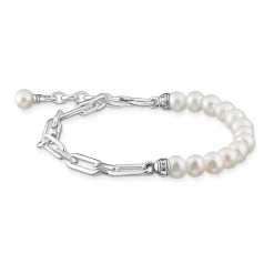 Silver Links and Pearls Bracelet Women Bracelets
