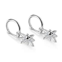 Sale Silver Plated Crystal Embellished Star Earrings Women Earrings
