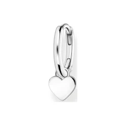 Silver Single Hoop Heart Pendant Earring Women Earrings