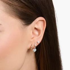 Silver Single Hoop Heart Pendant Earring Women Earrings