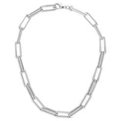 Online Silver-Tone Square Link Necklace Women Necklaces