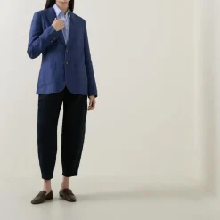 Outlet Single-Breasted Linen Blazer Women Coats & Jackets