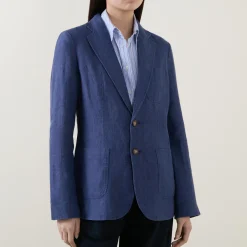 Outlet Single-Breasted Linen Blazer Women Coats & Jackets