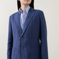 Outlet Single-Breasted Linen Blazer Women Coats & Jackets
