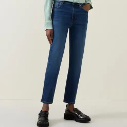 Outlet Slim-Leg Cropped Jeans Women Denim
