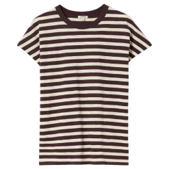 Discount Slub-Texture Striped T-Shirt Women Tops