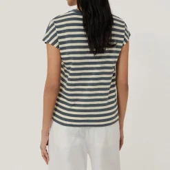 Best Slub-Texture Striped T-Shirt Women Tops