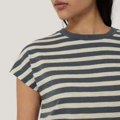 Best Slub-Texture Striped T-Shirt Women Tops
