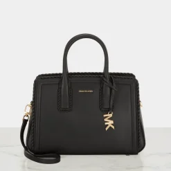Online Small Woven-Trim Leather Satchel Women Crossbody Bags|Top Handle Bags