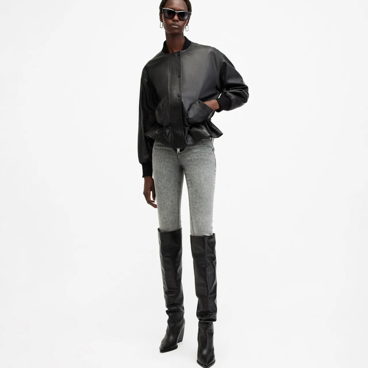 Clearance Sofi Leather Bomber Jacket Women Coats & Jackets