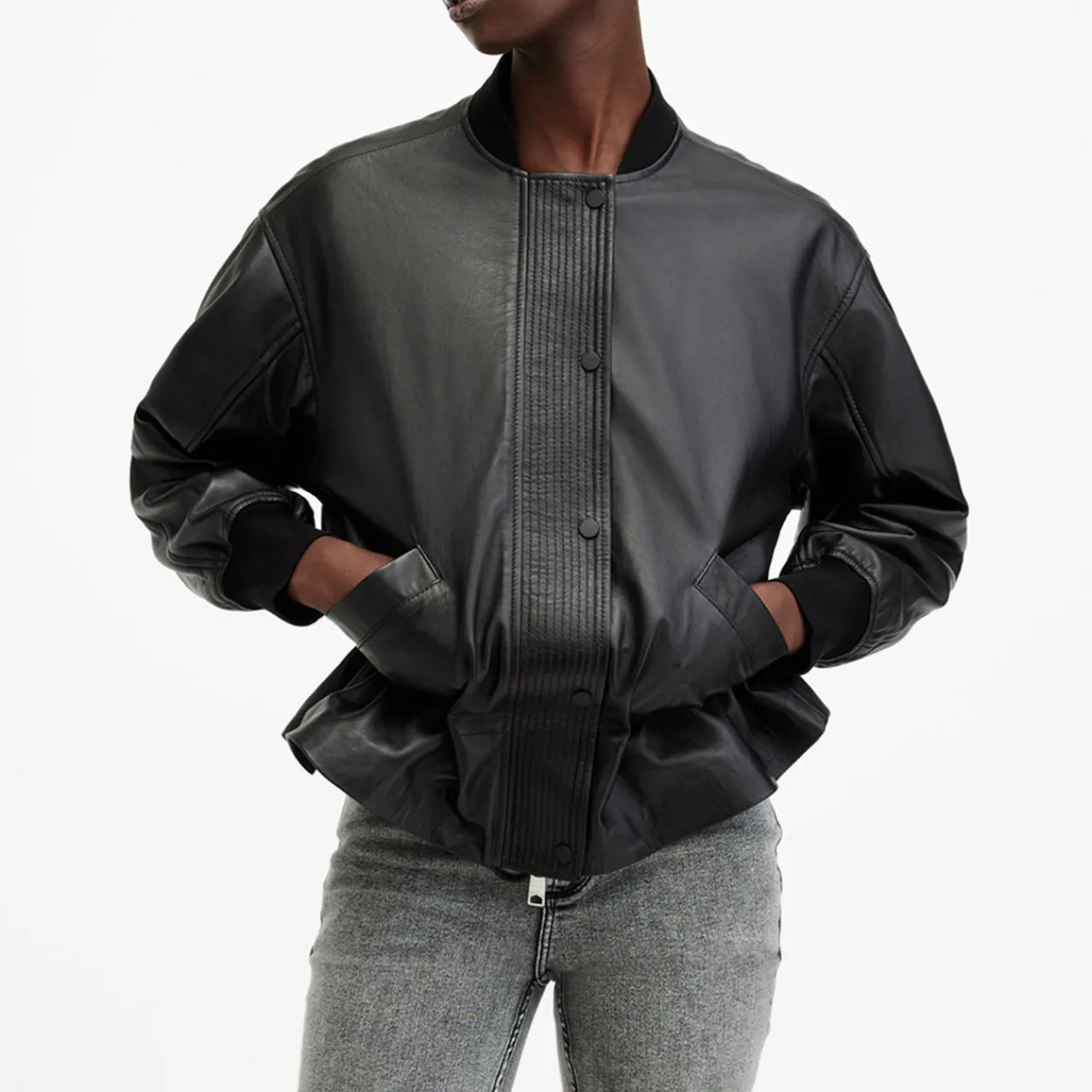 Clearance Sofi Leather Bomber Jacket Women Coats & Jackets