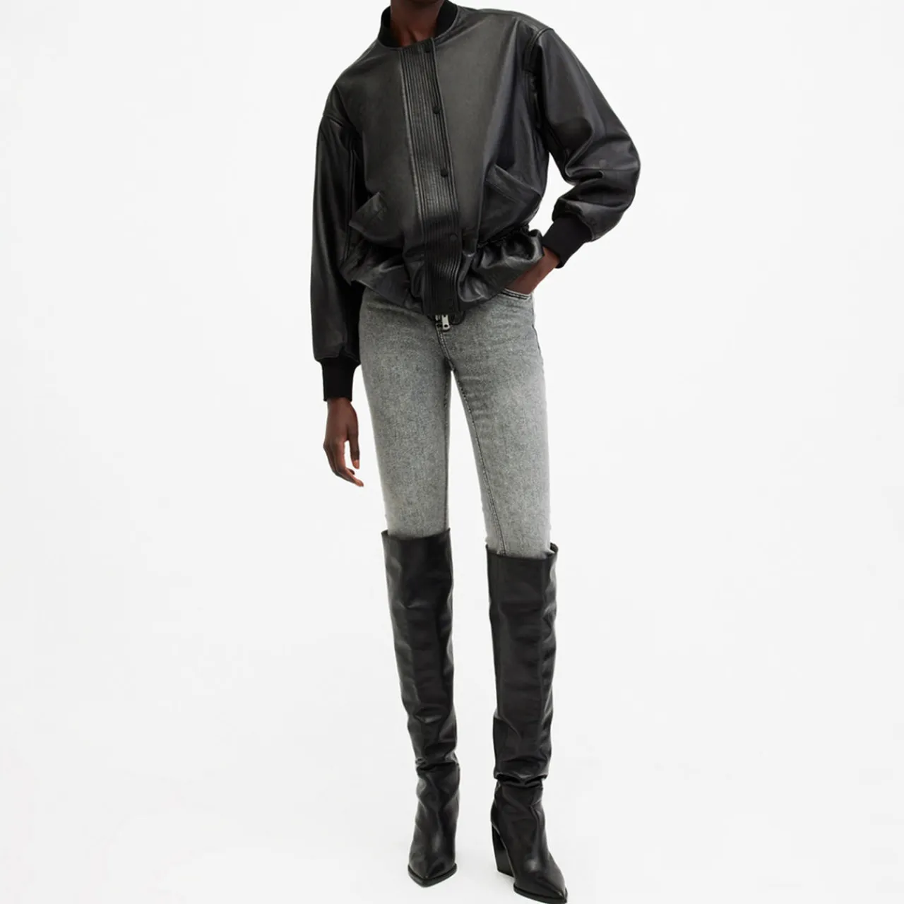 Clearance Sofi Leather Bomber Jacket Women Coats & Jackets