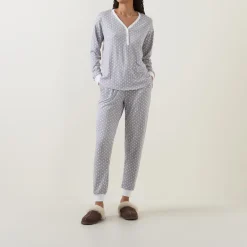 Sale Spade Print Henley Pyjama Set Women Sleepwear