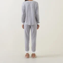 Sale Spade Print Henley Pyjama Set Women Sleepwear