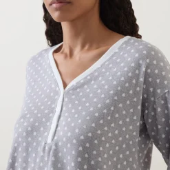 Sale Spade Print Henley Pyjama Set Women Sleepwear