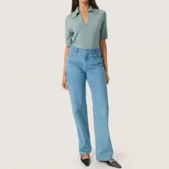 Online Spina Knit Polo Shirt Women Sweaters & Cardigans